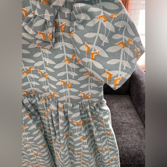 NWOT Little Moony 3-4Y Cotton Dress with Tulip Sleeves and Bow - Picture 6 of 13